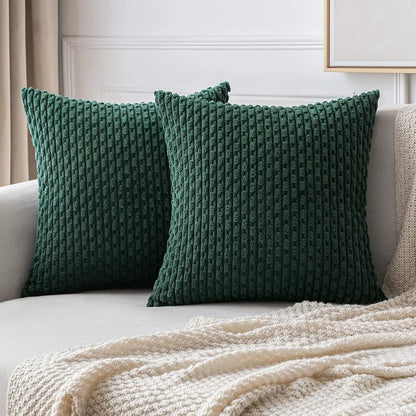 Burnt Orange Striped Cushion Covers Corduroy Pillowcases