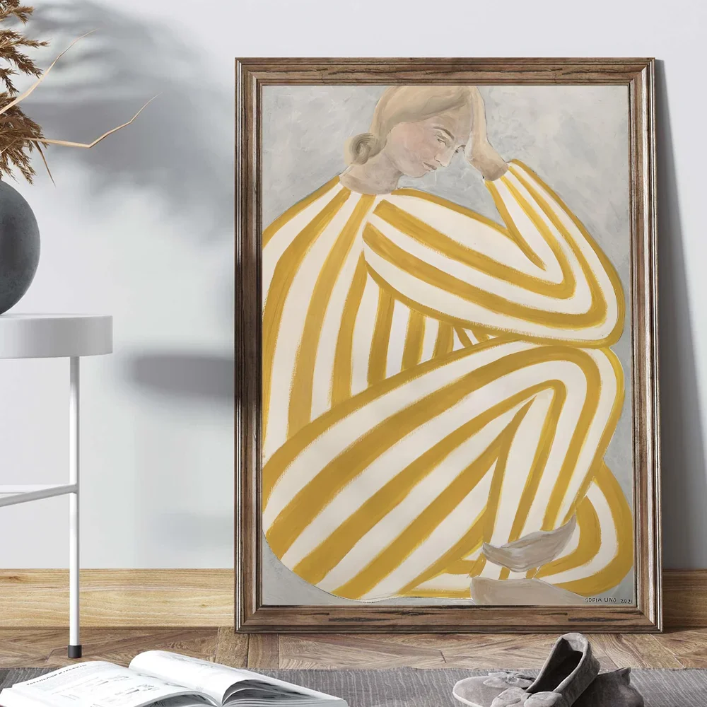 Abstract Line Geometry Curve Girl Posters Modern Classic Vintage Poster