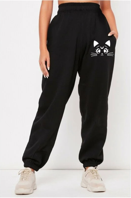 Cat Printed Sport Loose Fit Joggers Pants