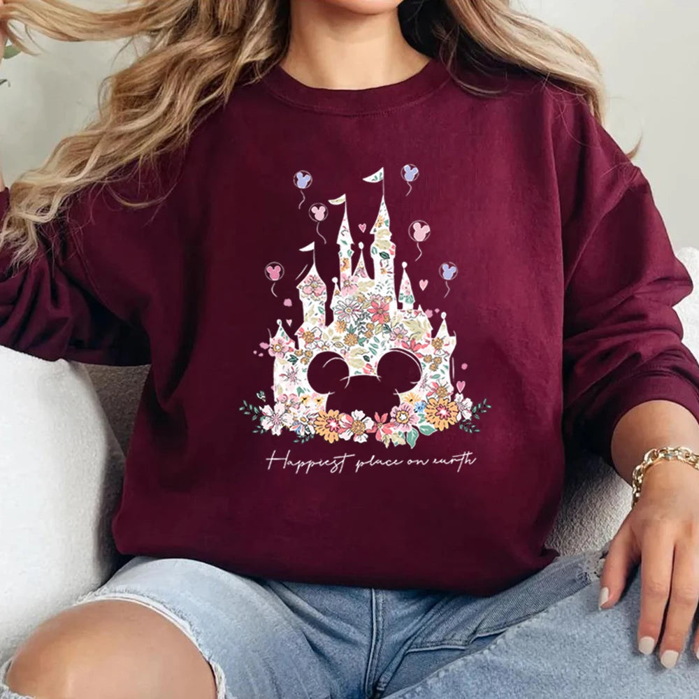 Floral Castle Vintage Castle Hoodie Happiest Place on Earth Pullover