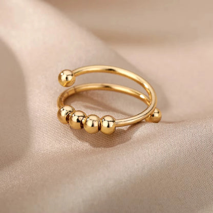 Chain Hollow Out Gold Stainless Steel Zircon Cross Ring