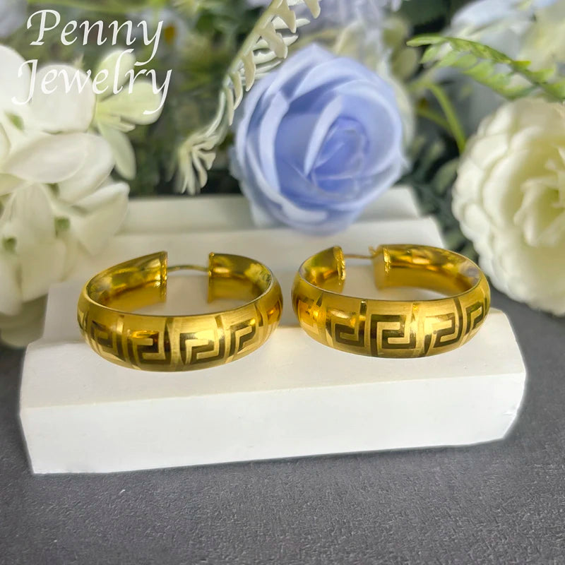 18K Gold Plated Hoop Copper Vintage Circle Earring