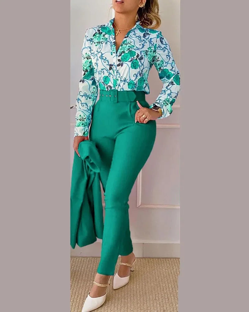 Long Sleeve Shirt Pants Two Piece Sets