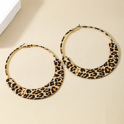 Metal Leopard Print Clip On Hoop Classic Timeless  Earrings