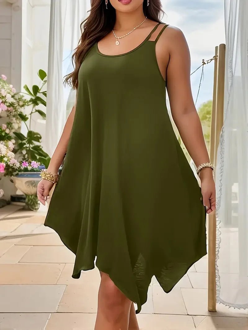 Plus Size Strappy Midi Sleeveless Dress
