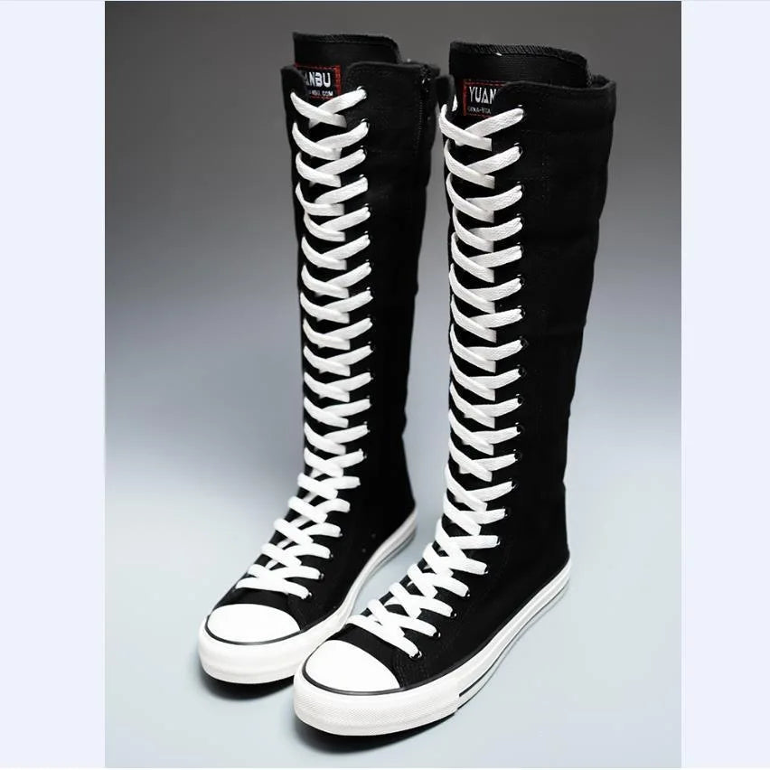 High Top Canvas Korean Long Boot