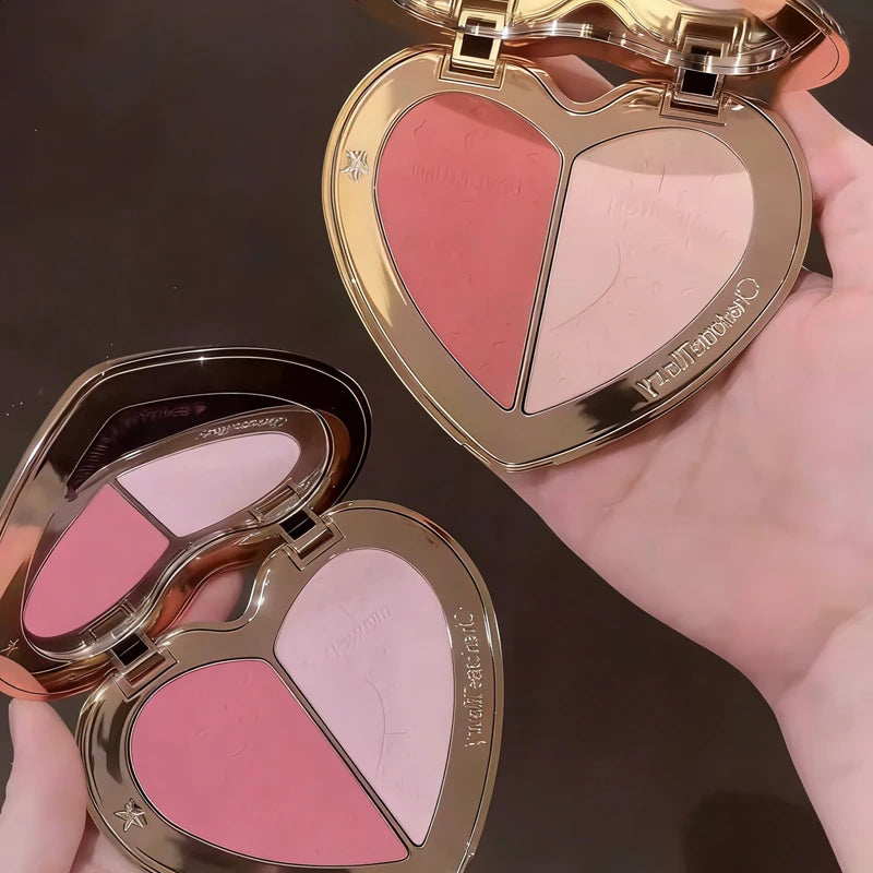 Charlotte Tilbury CT Two-color Heart-shaped Blusher Naturally High-gloss Liquid Powder Set Brightening Pearlescent Glow Powder