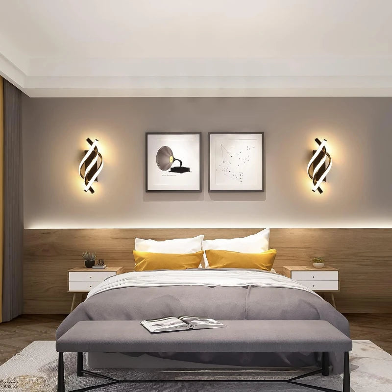 Curved Spiral Design LED Wall Lamp for Bedroom Bedside Corridor