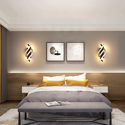 Curved Spiral Design LED Wall Lamp for Bedroom Bedside Corridor
