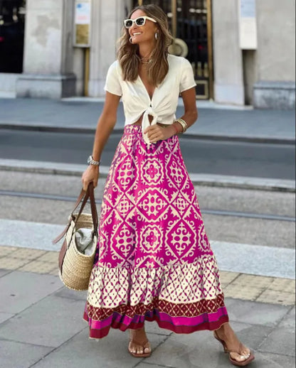 Large Swing Boho Midi Skirt