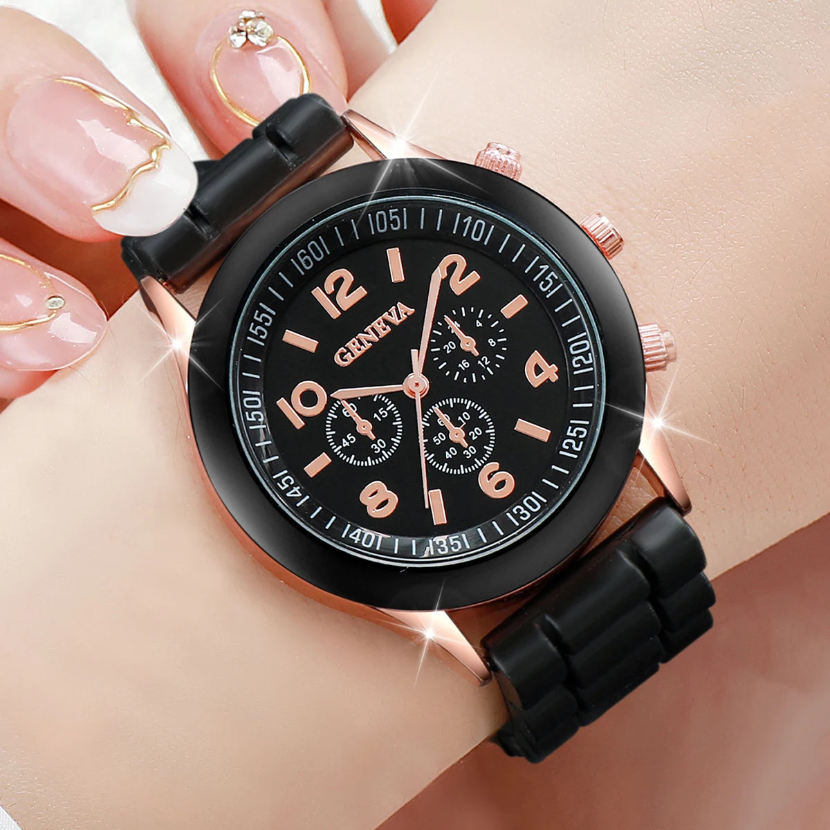 DANA 4PCS Silicone Analog Quartz Watch Set
