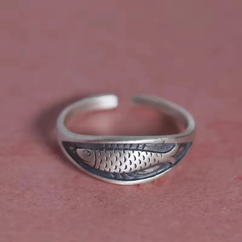 Sam Panda 925 Sterling Silver Simple Vintage Big Ball Ring