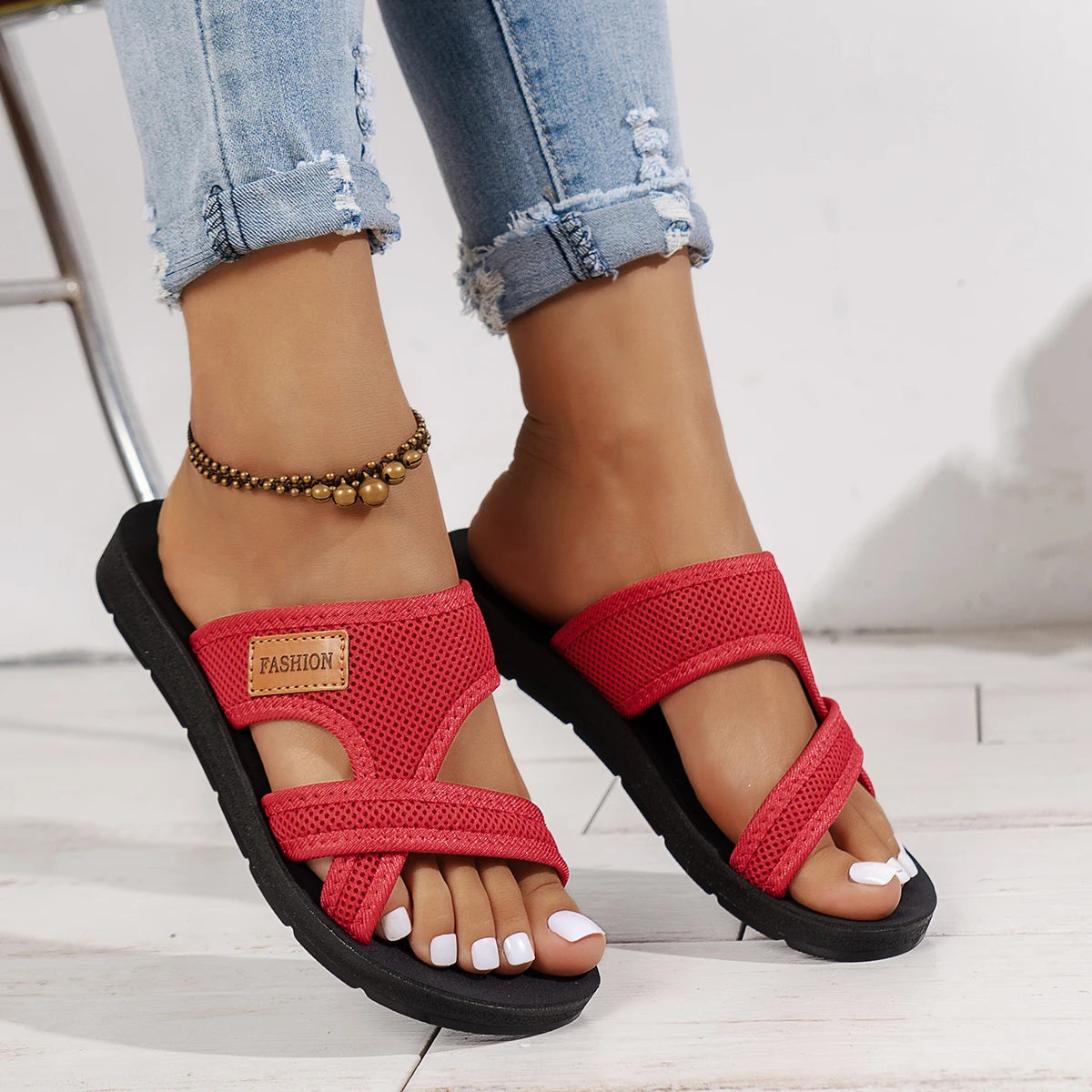 Mesh Breathable Comfortable Flat Slippers