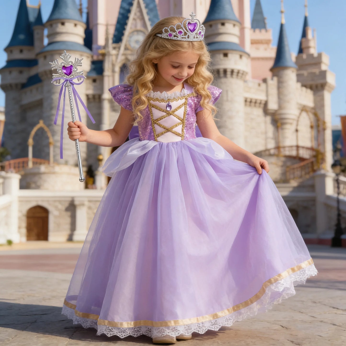Elegant Rapunzal Princess Cosplay Costume Dress