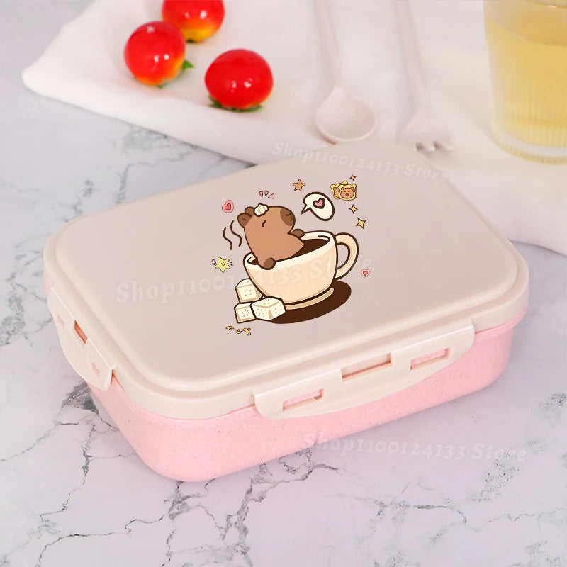 Capybara Lunch Boxes Kids Cute Anime Print Separate Lunch Box