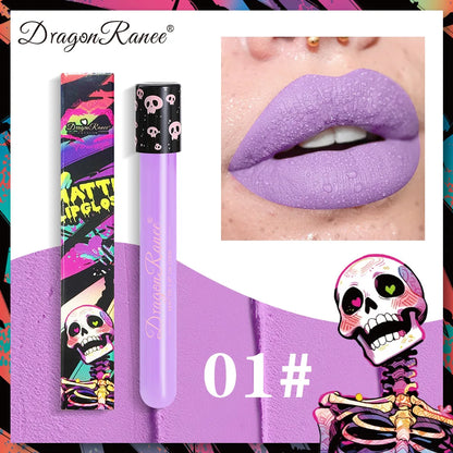 12 Color Halloween Lip Gloss Makeup Black Green Purple Waterproof Matte Lipstick