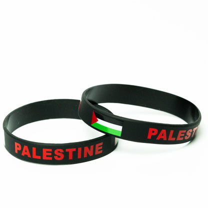 2pcs Palestine Flag Wristband Silicone Rubber Band