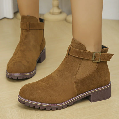 High Quality Belt Buckle Plus Size Modern Round Toe Naked Boots