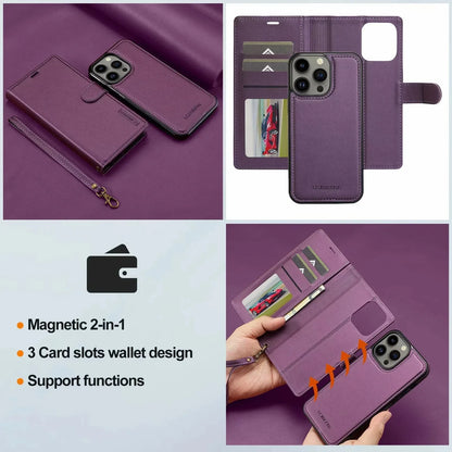 2 in 1 Removable Flip Leather iPhone Case Magnetic Wallet Cover