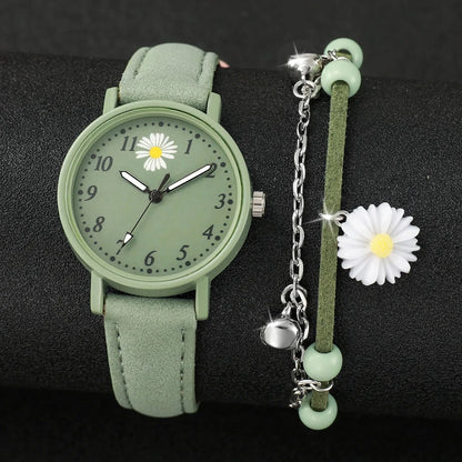 2PCS/Set Arabic Dial Leather Strap Quartz Watches