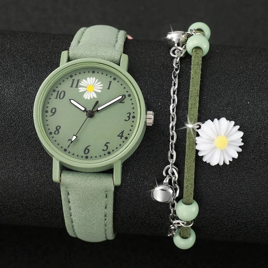 2PCS/Set Arabic Dial Leather Strap Quartz Watches