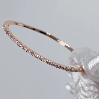 DANA 925 Sterling Silver Diamond Bangle Bracelet