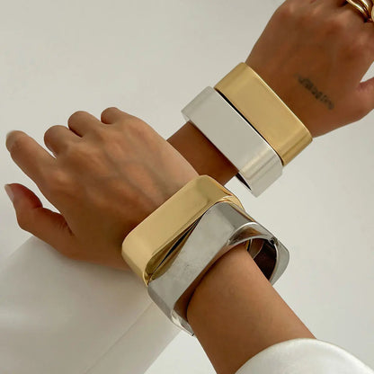 Punk Square Wide Cuff Bangles Hip Hop Vintage Geometric Bracelet