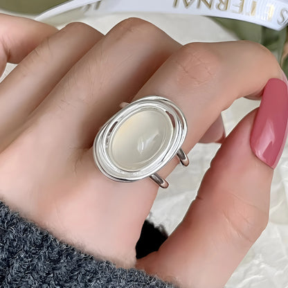 925 Sterling Silver Geometry Crystal Ring
