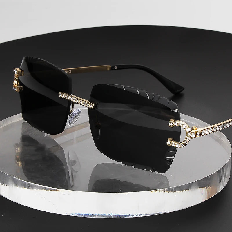 Rimless Square Vintage Diamond Sunglasses