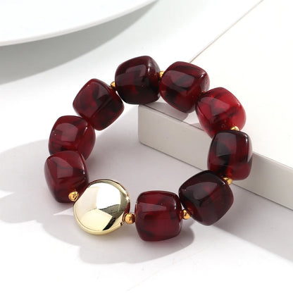 Colorful Acrylic Square Beads Elastic Bracelets