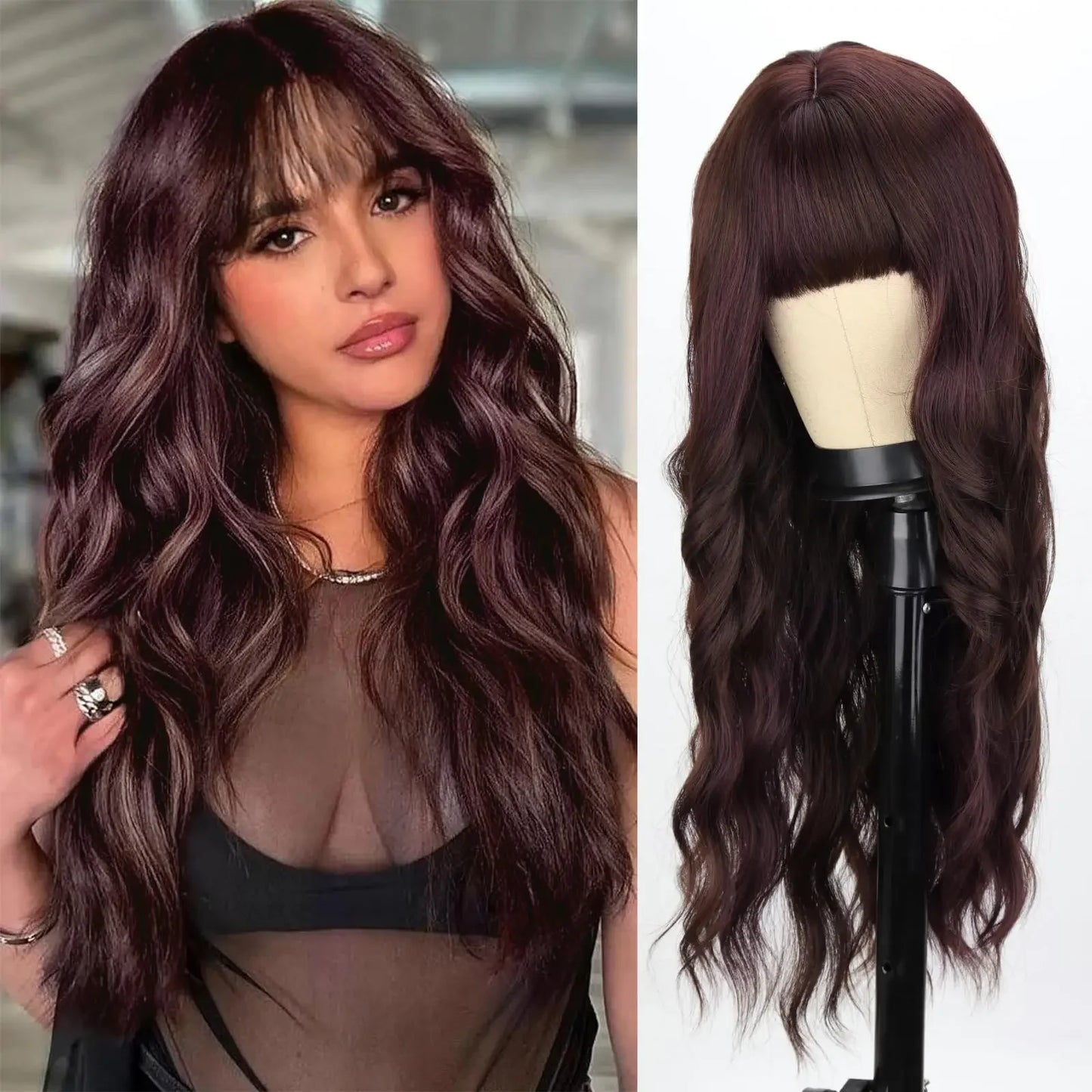 black synthetic curly wig