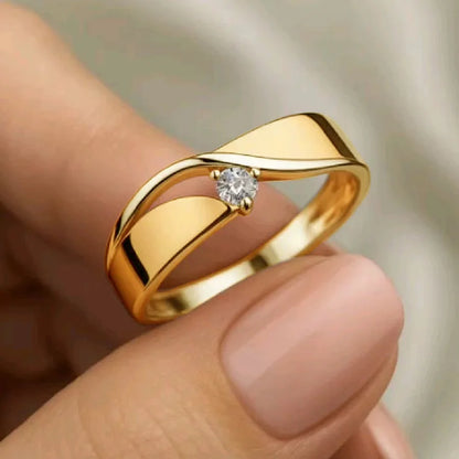 Elegant Geometric Lines Micro-paved Synthetic Cubic Synthetic Zirconia Ring