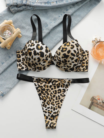Sexy leopard print bra set lingerie