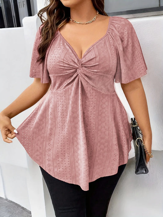 Plus Size Elegant Curve Loose T Shirt