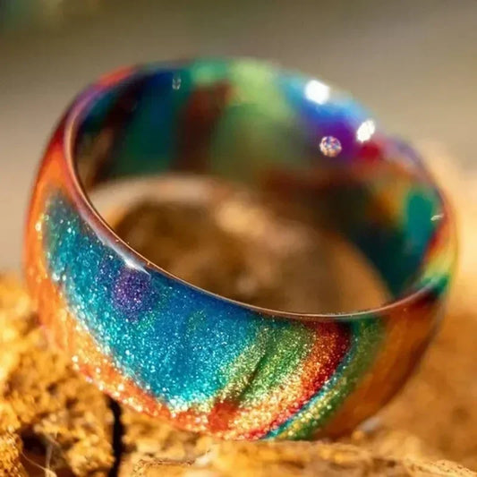Bohemian Rainbow Gradient Color Acrylic Resin Ring