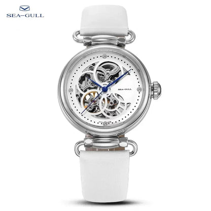 Leather Strap Waterproof Skeleton Automatic Mechanical Watch Necklace Set 6002L Series