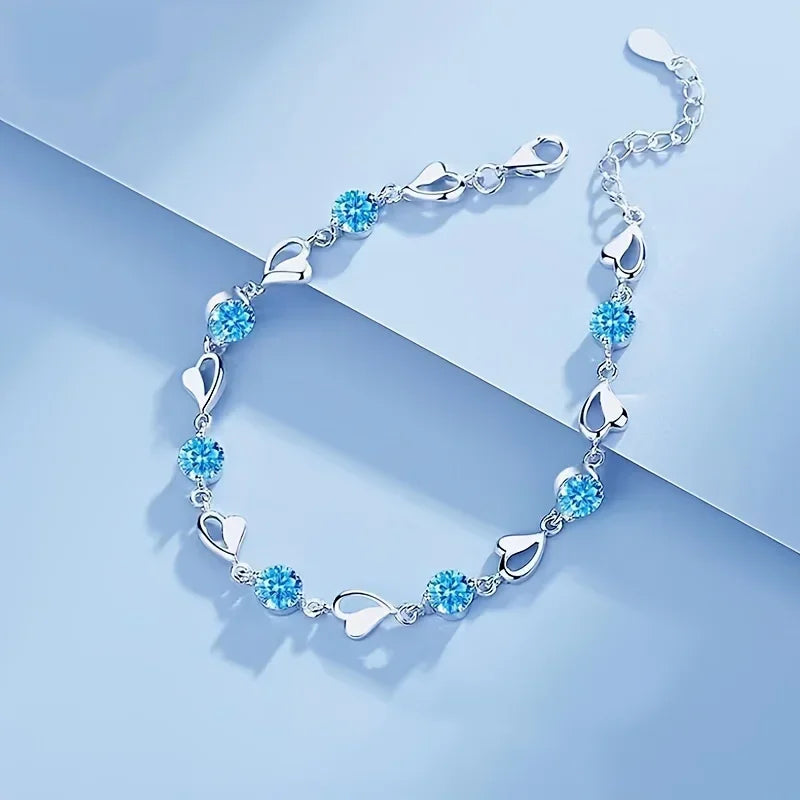 925 Sterling Silver Heart Bracelet Set