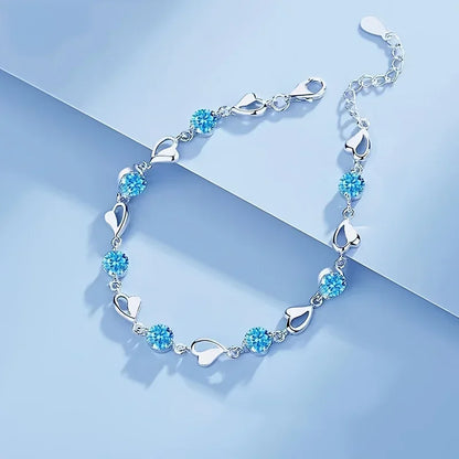 925 Sterling Silver Heart Bracelet Set