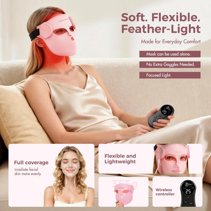 Portable Silicone LED Face Mask 8 Colors LED Red Light Near Infrared Therapy Facial Mask Repair Skin Wireless