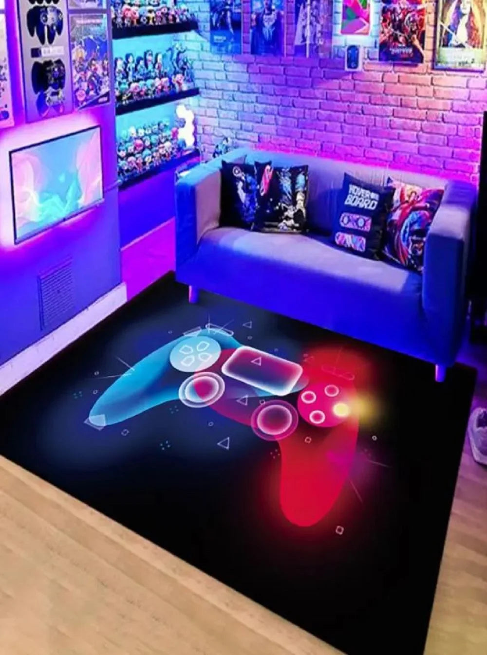 1PC Cyberpunk Style Gamepad Crystal Velvet Carpet
