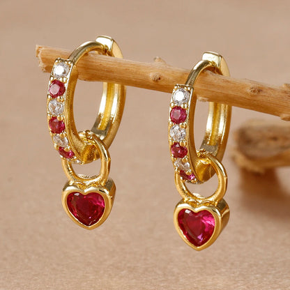 Heart Crystal Zirconia Drop Earrings
