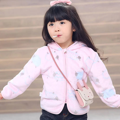 Autumn and Winter Hooded Cute Toddler 1-5 Years Flannel Jacket