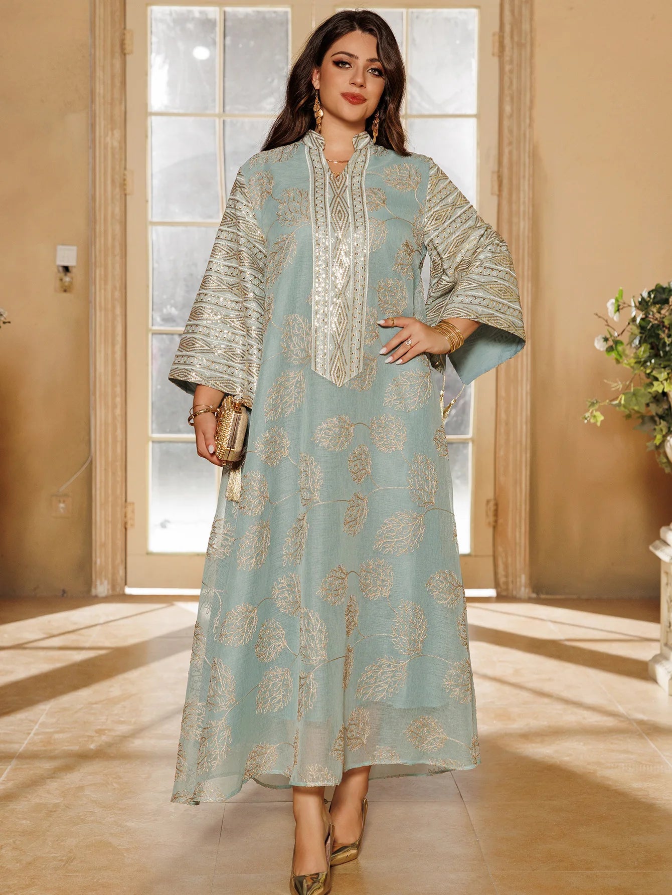 Red Islamic with Gold Detailing Ideal Abayas