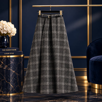 Vintage A-line High Waist Lace Up Buttons Loose Mid-Calf Long Skirts