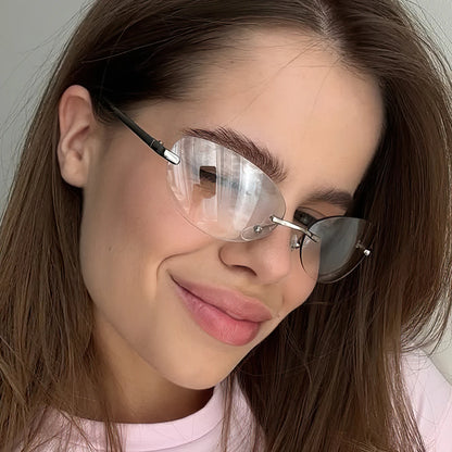 Rimless Y2K Oval Retro Gradient Square UV400 Sunglasses