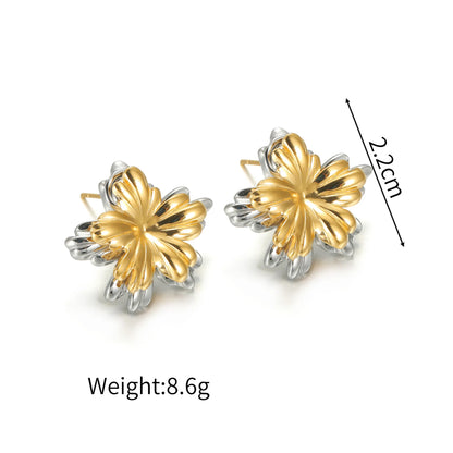 Stainless Steel Metal Splice Stud Earrings