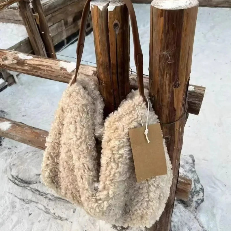 Autumn Winter Luxury Imitation Lamb Wool Shoulder Bag Handbag