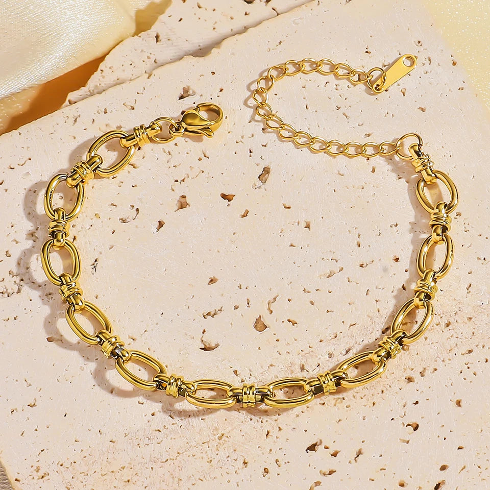 DANA 3Pcs Gold Stainless Steel Bangle Bracelets