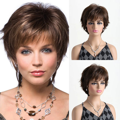 Brown Short curly hair Wig