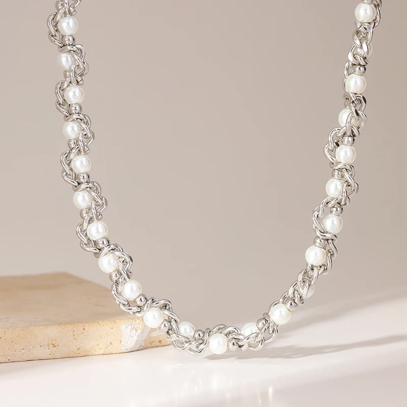 316L Stainless Steel Pearls Chain Necklace